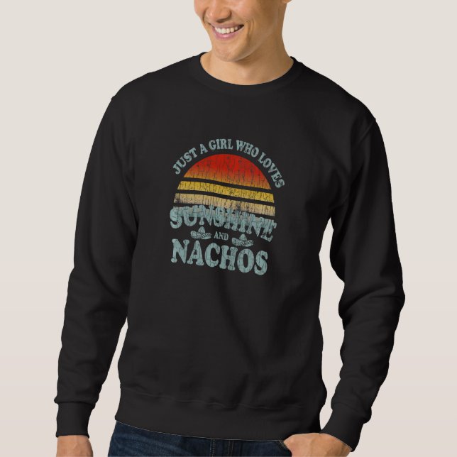 Bara en flicka som Kärlek Nachos Roligt Nacho Mexi Lång Ärmad Tröja (Framsida)