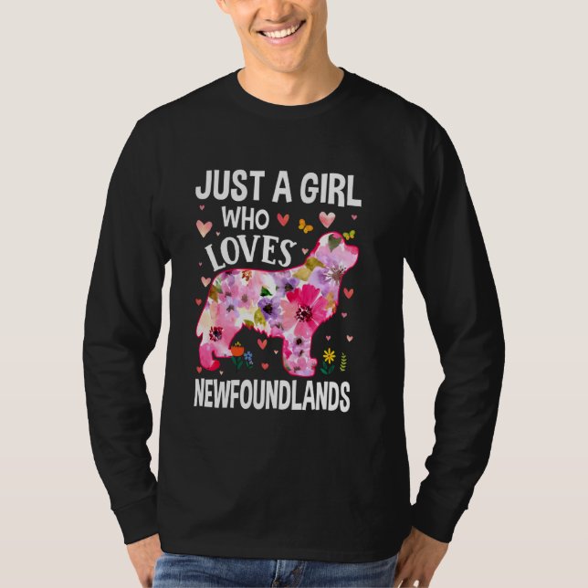 Bara en flicka som Kärlek Newfoundlands gör Blommi T Shirt (Framsida)