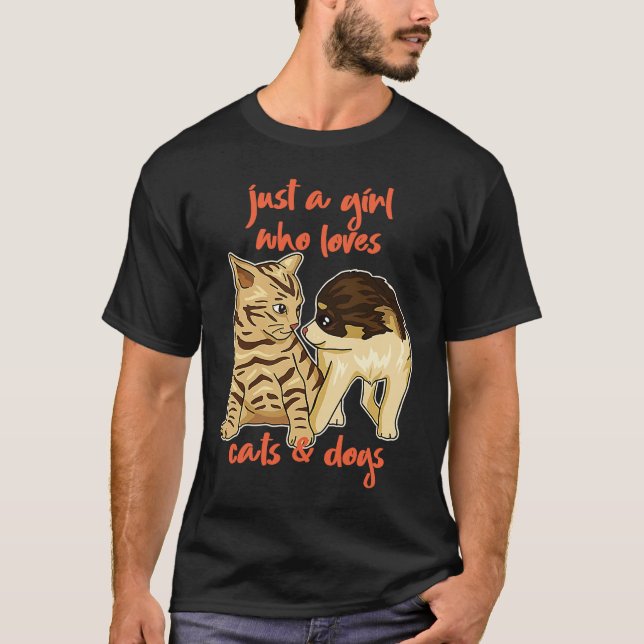 Bara en flicka som Kärlek och Hundar Kitten Puppy T Shirt (Framsida)