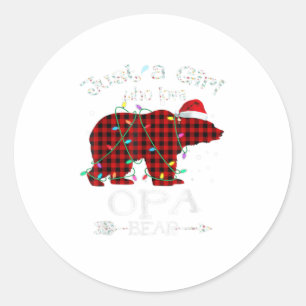 Bara en flicka som Kärlek Opa Bear - Christm Runt Klistermärke
