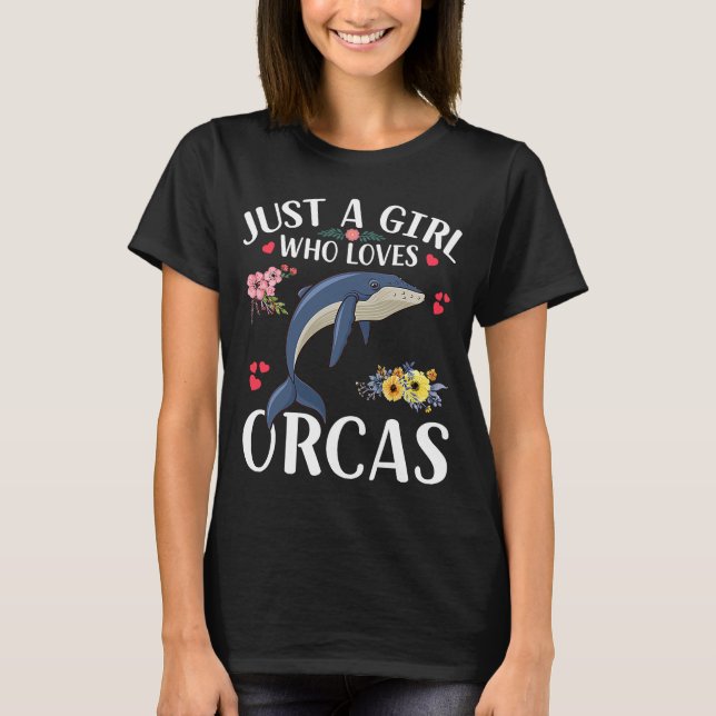 Bara en flicka som Kärlek Orcas Cute Killer Whales T Shirt (Framsida)