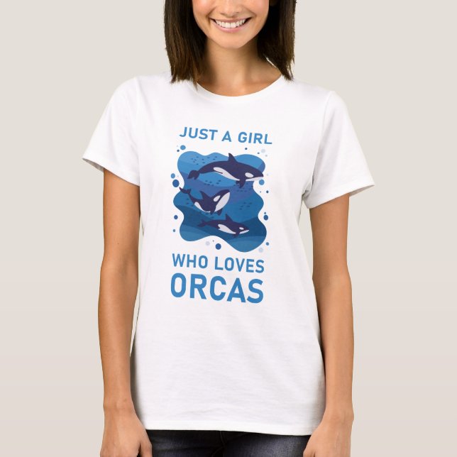 Bara en flicka som Kärlek Orcas Funny Orca T Shirt (Framsida)
