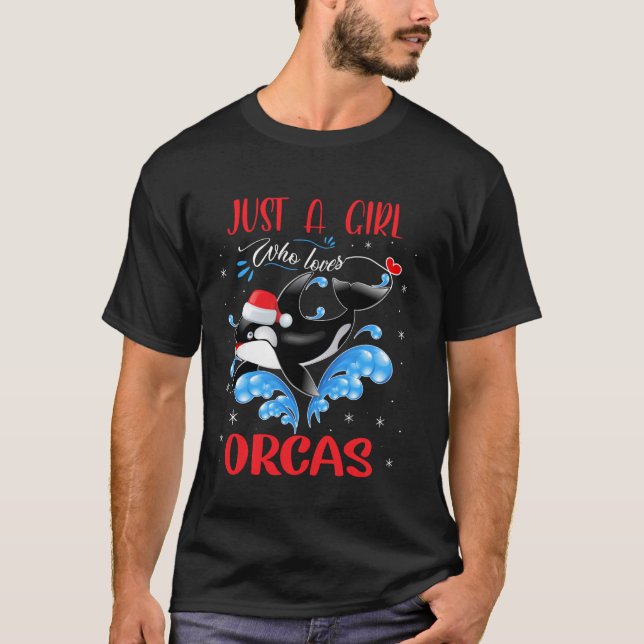 Bara en flicka som Kärlek Orcas Killer Whales Sant T Shirt (Framsida)