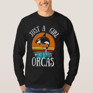 Bara en flicka som Kärlek Orcas Retro Sunset Long  T Shirt
