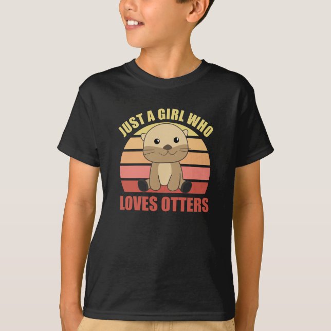 Bara en flicka som Kärlek Otters sötar Otter T Shirt (Framsida)