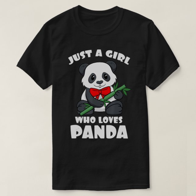Bara en flicka som Kärlek Panda Bamboo Black Patch T Shirt (Design framsida)