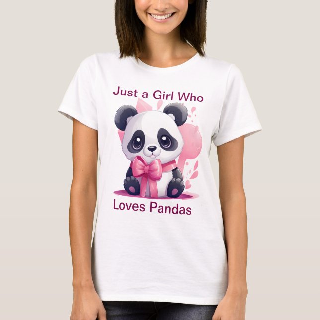 Bara en flicka som Kärlek Pandas - Cute Women's pa T Shirt (Framsida)