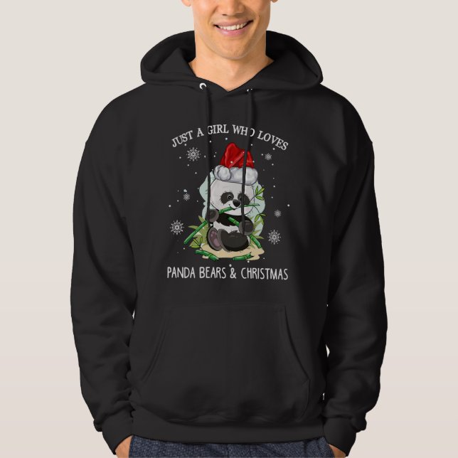 Bara en flicka som Kärlek Pandas och jul Hoodie (Framsida)