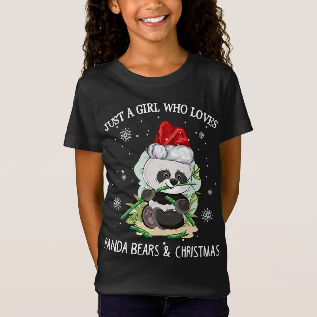 Bara en flicka som Kärlek Pandas och jul T Shirt (Framsida)