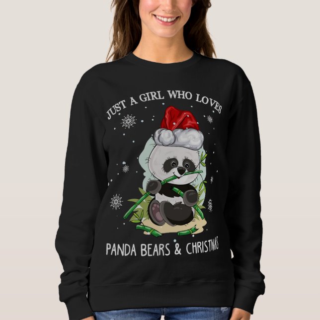 Bara en flicka som Kärlek Pandas och jul T Shirt (Framsida)