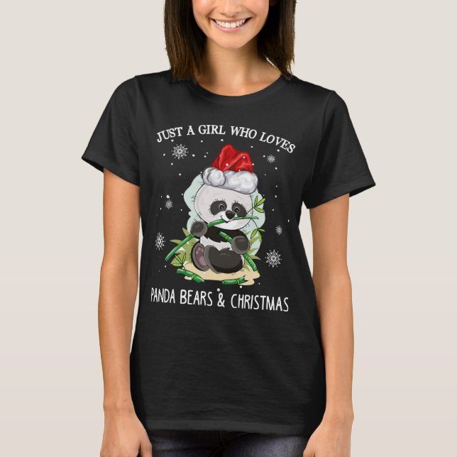 Bara en flicka som Kärlek Pandas och jul T Shirt (Framsida)