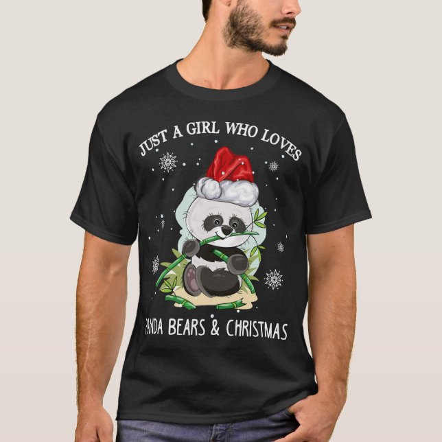 Bara en flicka som Kärlek Pandas och jul T Shirt (Framsida)