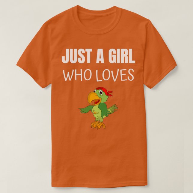Bara en flicka som Kärlek Parrot Funny Pets Älskar T Shirt (Design framsida)