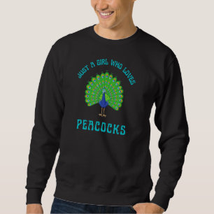 Bara en flicka som Kärlek Peacocks Cute Animal Bir Lång Ärmad Tröja