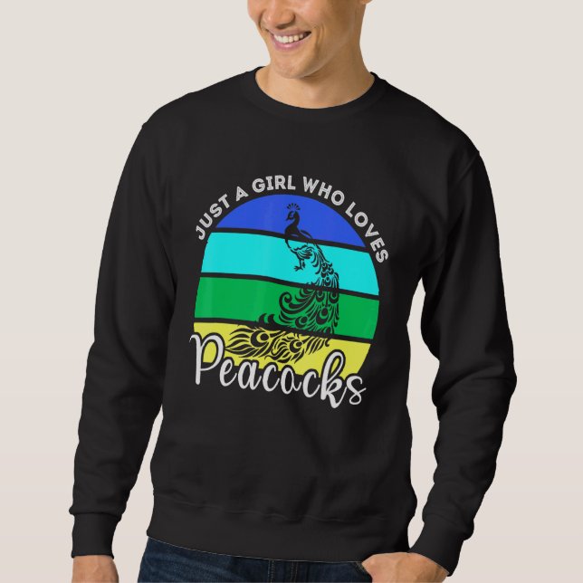 Bara en flicka som Kärlek Peacocks för Peacock Lång Ärmad Tröja (Framsida)