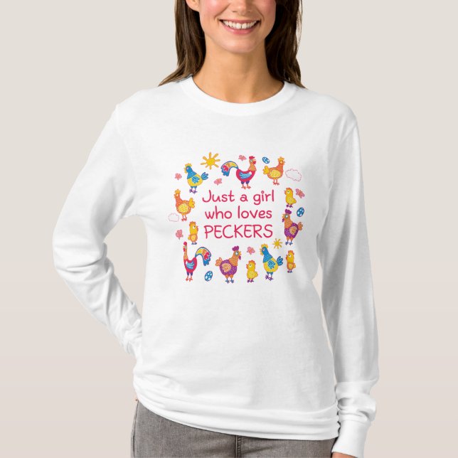 Bara en flicka som kärlek peckar t shirt (Framsida)