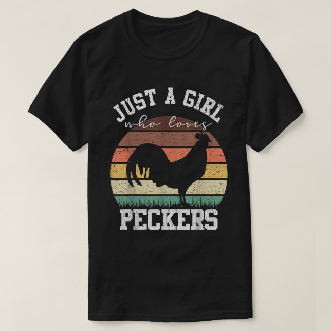 Bara en flicka som Kärlek Peckers Funny Chicken Fa T Shirt (Design framsida)