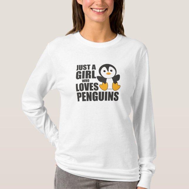 Bara en flicka som Kärlek Penguins - Cute Penguin T Shirt (Framsida)