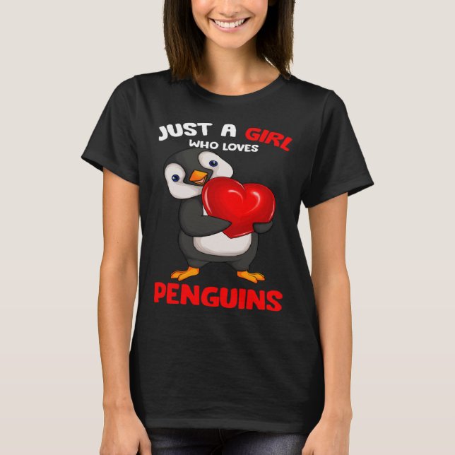 Bara en flicka som kärlek Penguins Kids Girls Peng T Shirt (Framsida)