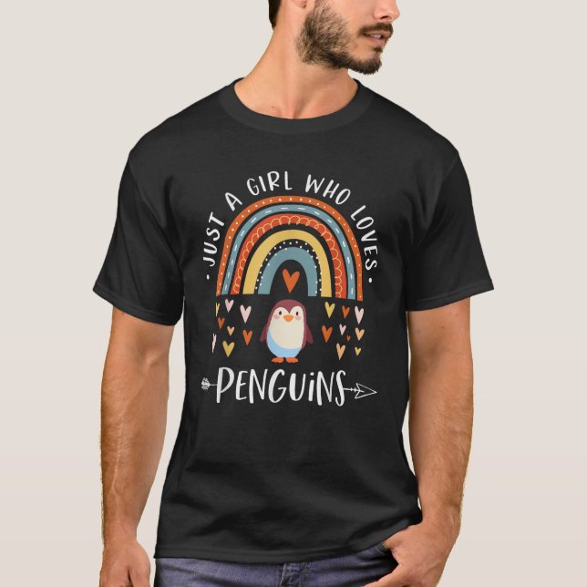 Bara en flicka som Kärlek Penguins Rainbow Gifts P T Shirt (Framsida)