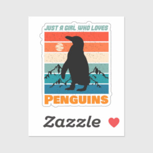 Bara en flicka som Kärlek Penguins Retro Animal Klistermärken