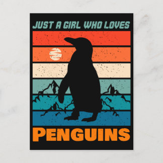 Bara en flicka som Kärlek Penguins Retro Animal Vykort