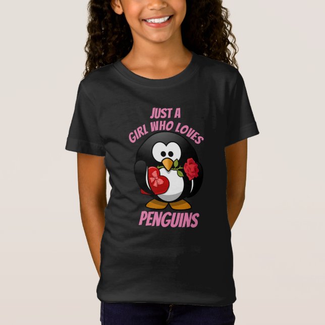 Bara en flicka som Kärlek Penguins T Shirt (Framsida)