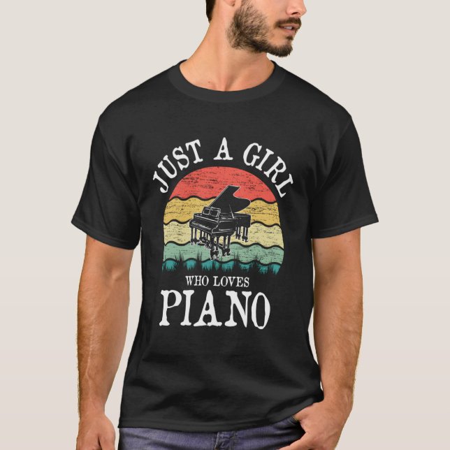 Bara en flicka som Kärlek Piano Gift T Shirt (Framsida)
