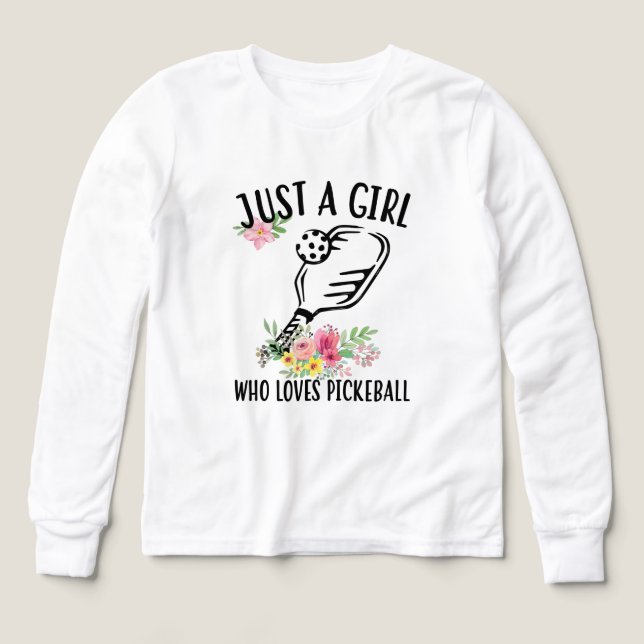 Bara en flicka som Kärlek Pickleball - Blommigt Pa T Shirt (Design framsida)