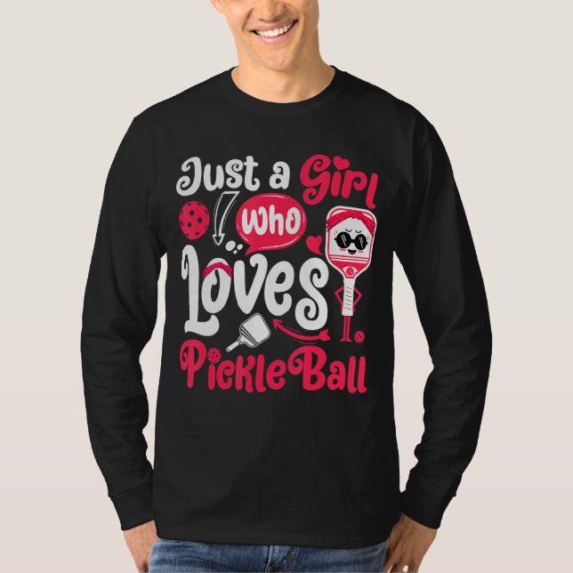 Bara en flicka som Kärlek Pickleball Funny Pickleb T Shirt (Framsida)