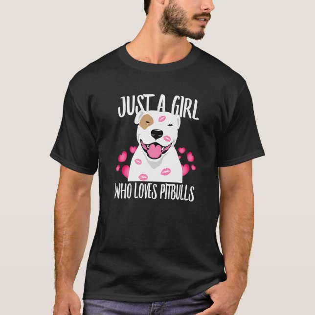 Bara en flicka som Kärlek Pit-Bulls Hund-R Pappa M T Shirt (Framsida)