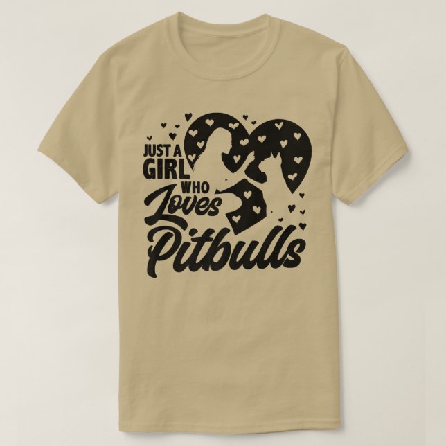 Bara en flicka som Kärlek Pitbulls, Dam Hund älska T Shirt (Design framsida)