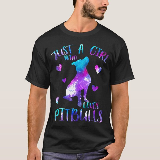 Bara en flicka som Kärlek Pitbulls Galaxy Space Pi T Shirt (Framsida)