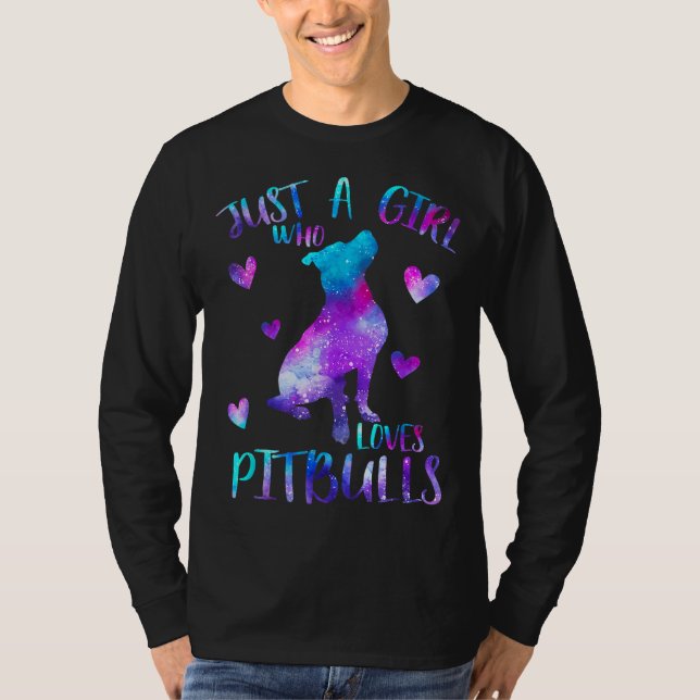 Bara en flicka som Kärlek Pitbulls Galaxy Space Pi T Shirt (Framsida)