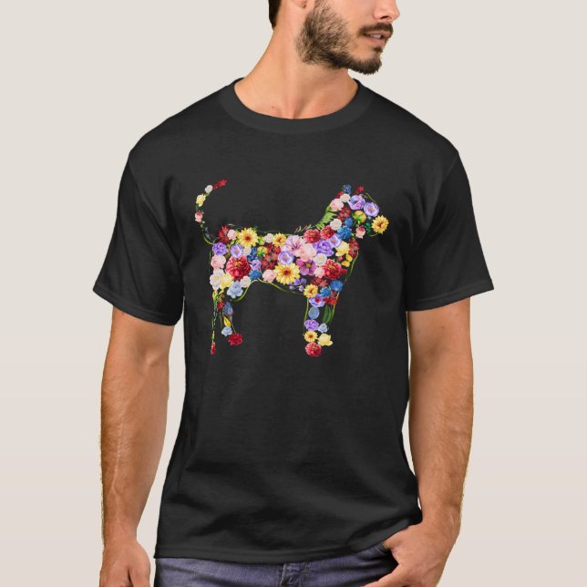 Bara en flicka som Kärlek Pitbulls Hund Blommigt P T Shirt (Framsida)