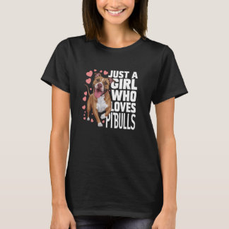 Bara en flicka som Kärlek Pitbulls Hund Pitty Pupp T Shirt