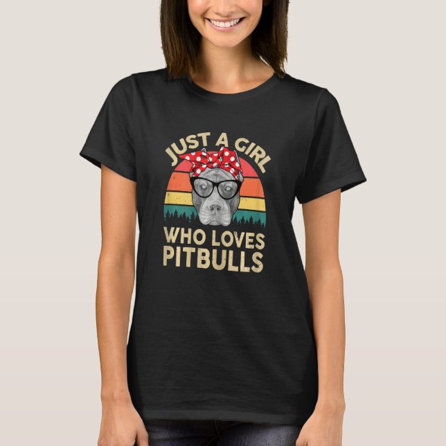 Bara en flicka som Kärlek Pitbulls Pittie Mamma Pi T Shirt (Framsida)