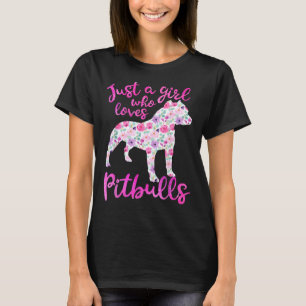 Bara en flicka som Kärlek Pitbulls Rosa Flowers Pi T Shirt