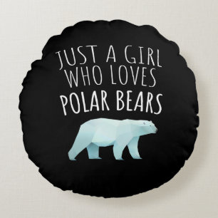 Bara en flicka som Kärlek Polar föder djur. Rund Kudde