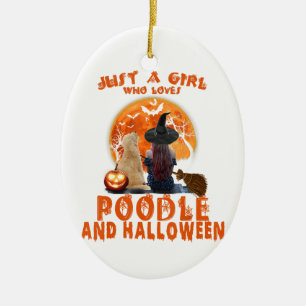 Bara en flicka som Kärlek Pudel och Halloween Julgransprydnad Keramik