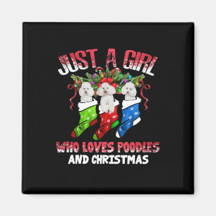 Bara en flicka som kärlek Pudel och jul Magnet