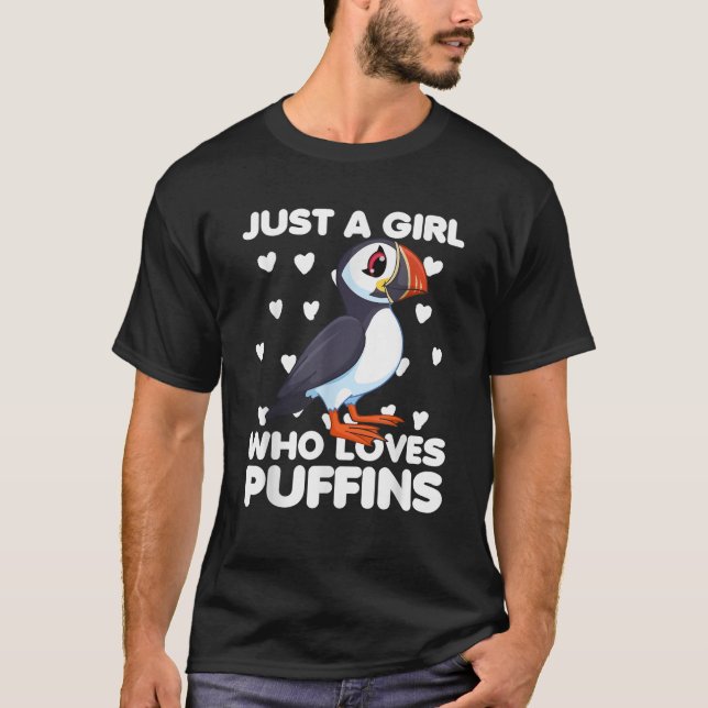 Bara en flicka som Kärlek Puffins T Shirt (Framsida)