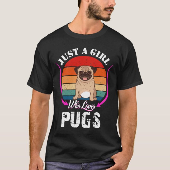 Bara en flicka som kärlek pug Classic T-Shirt 464 (Framsida)