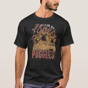 Bara en flicka som Kärlek Puggles Hund Hundägare P T Shirt