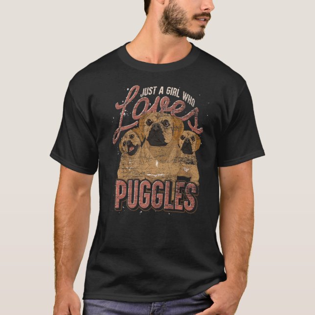 Bara en flicka som Kärlek Puggles Hund Hundägare P T Shirt (Framsida)