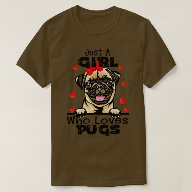 Bara en flicka som Kärlek Pugs Cute Pug Älskare Gi T Shirt (Design framsida)