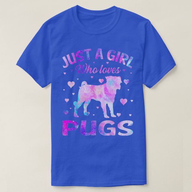 Bara en flicka som Kärlek Pugs Hund Funny Tie Dye  T Shirt (Design framsida)