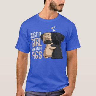 Bara en flicka som kärlek Pugs Kids Pug Älskare Gi T Shirt