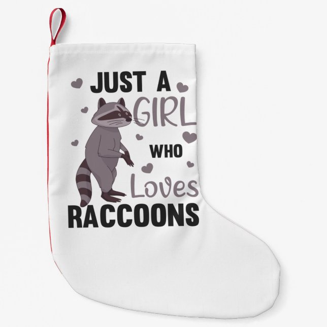 Bara en flicka som Kärlek Racoons Kawaii Raccoon Liten Julstrumpa (Framsidan)