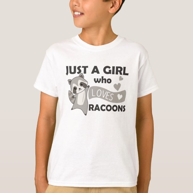 Bara en flicka som Kärlek Racoons Kawaii Raccoon T Shirt (Framsida)